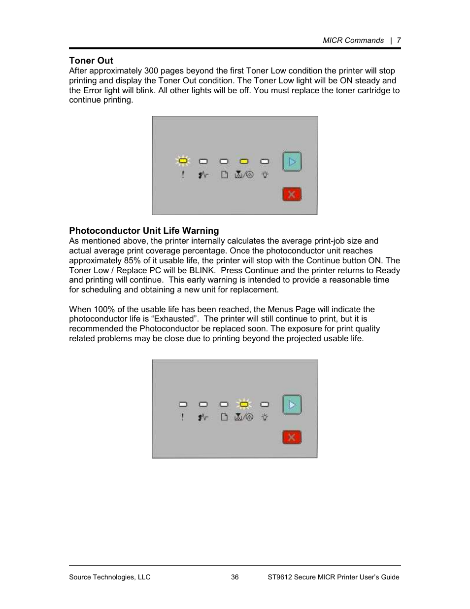 Source Technologies SECURE MICR PRINTER ST9612 User Manual | Page 38 / 47