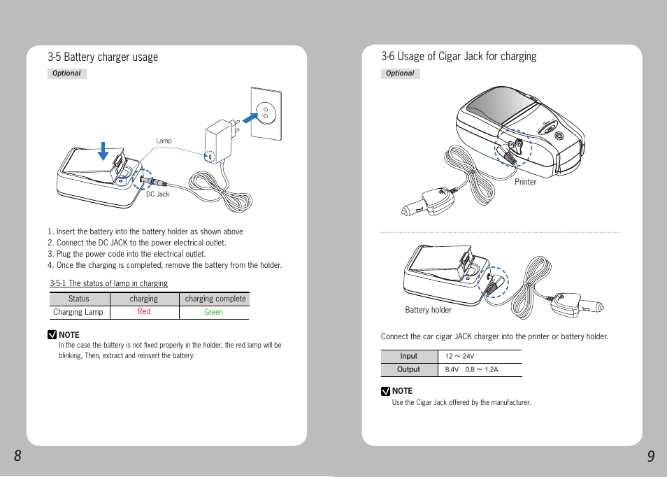 6 usage of cigar jack for charging, 5 battery charger usage | Source Technologies STM.58B User Manual | Page 6 / 12