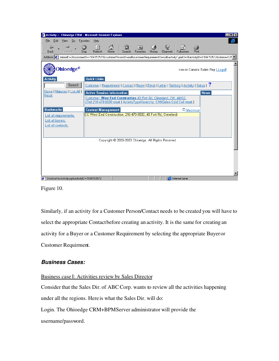 Business cases | Source Technologies Ohioedge CRM+BPM User Manual | Page 13 / 36
