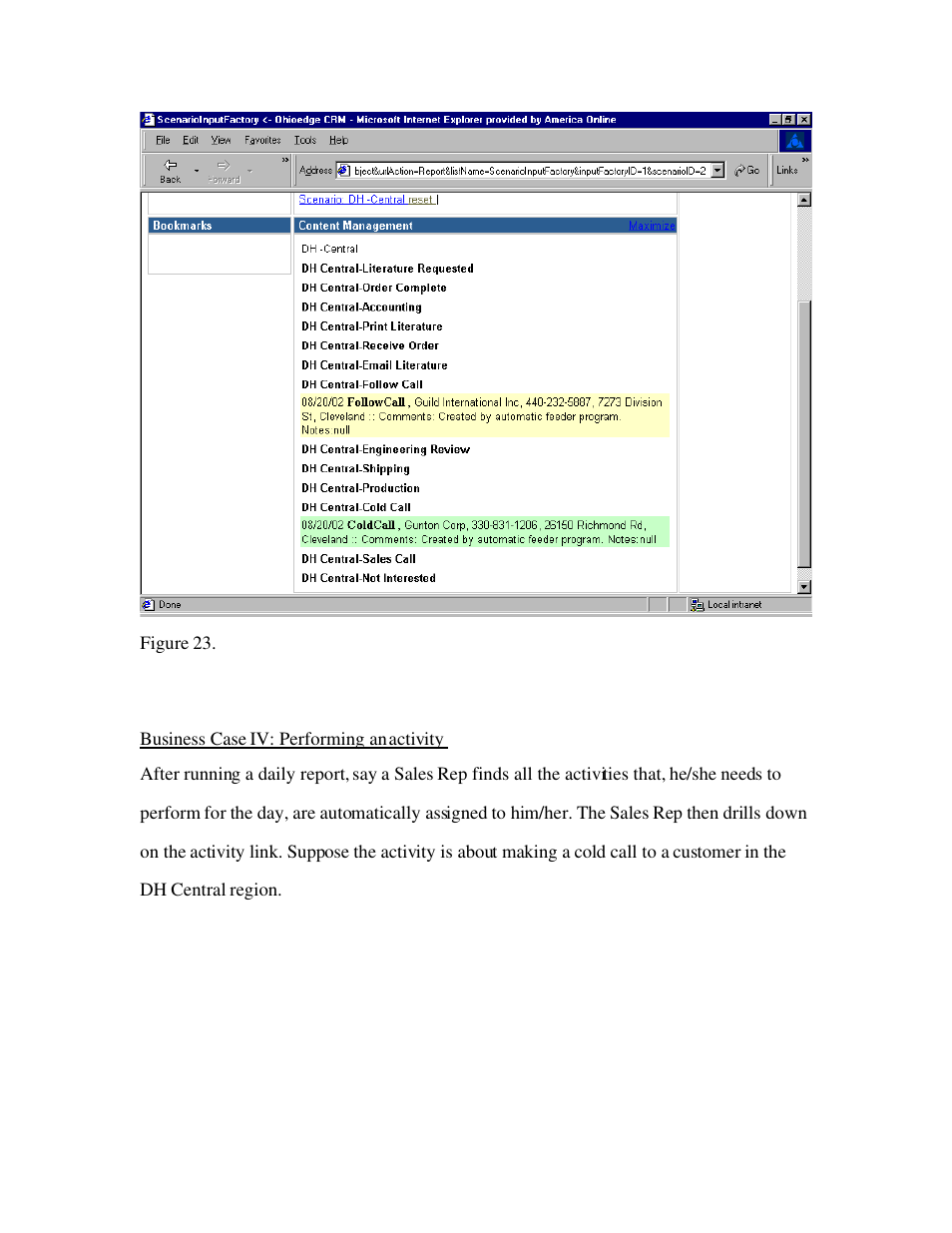 Business case iv: performing an activity | Source Technologies Ohioedge CRM+BPM User Manual | Page 26 / 36