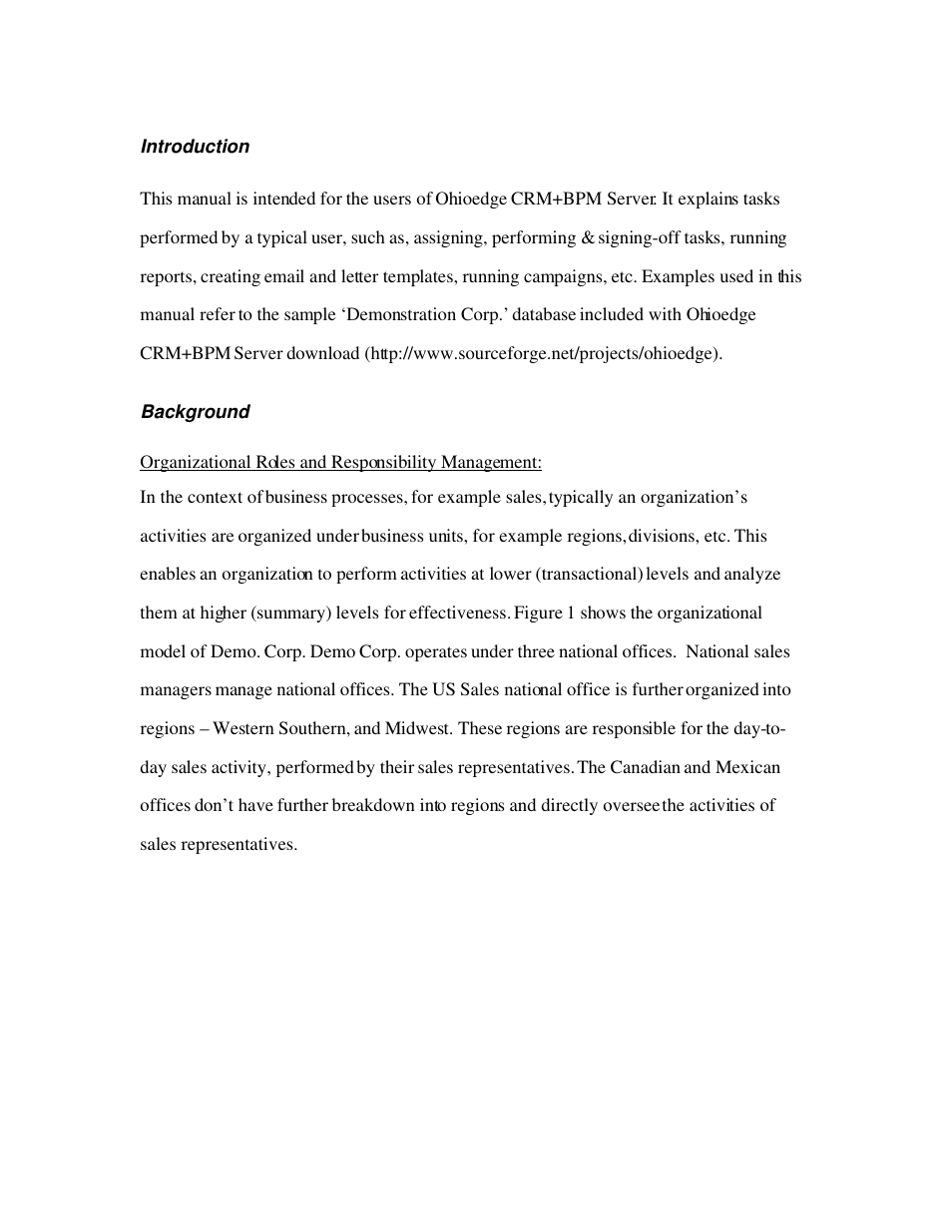 Introduction, Background, Organizational roles and responsibility management | Source Technologies Ohioedge CRM+BPM User Manual | Page 3 / 36