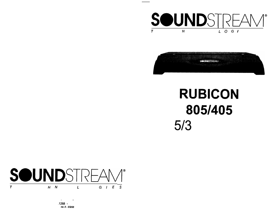 Soundstream Technologies 405 User Manual | 12 pages