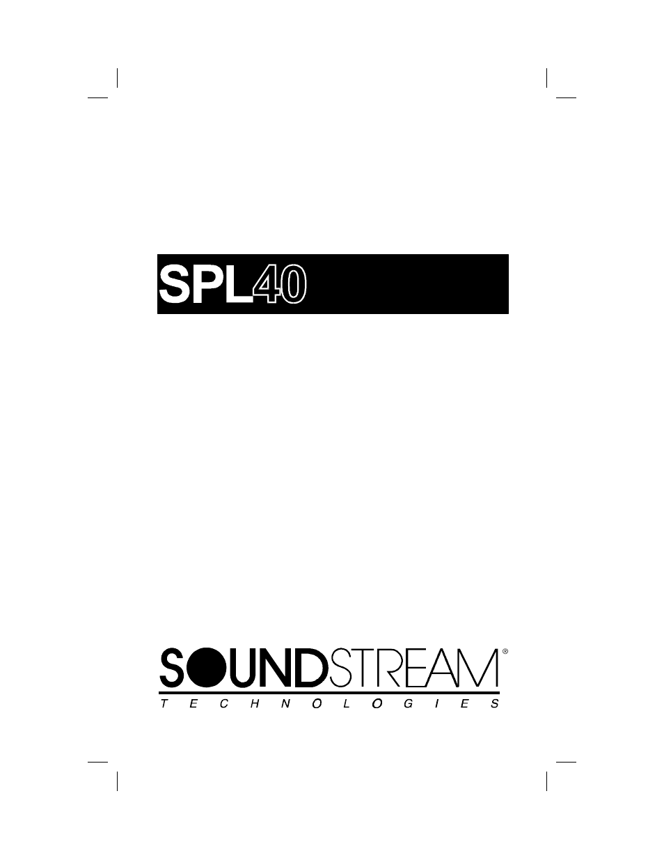 Soundstream Technologies SPL40 User Manual | 8 pages