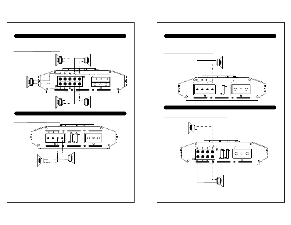 Speakers connections, Bridged mode, Channel stereo lw5.830 | Channel stereo lw1.350, Channel bridged lw2.240 | Soundstream Technologies LW1.350 User Manual | Page 7 / 9