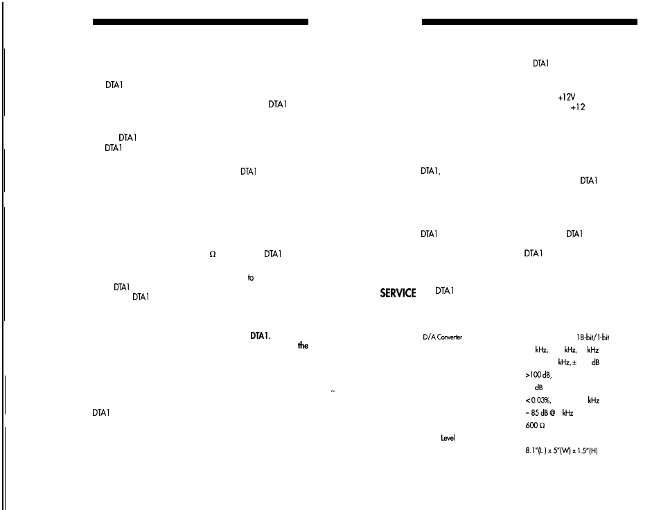 Specifications, Digital | Soundstream Technologies DTA 1 User Manual | Page 4 / 4