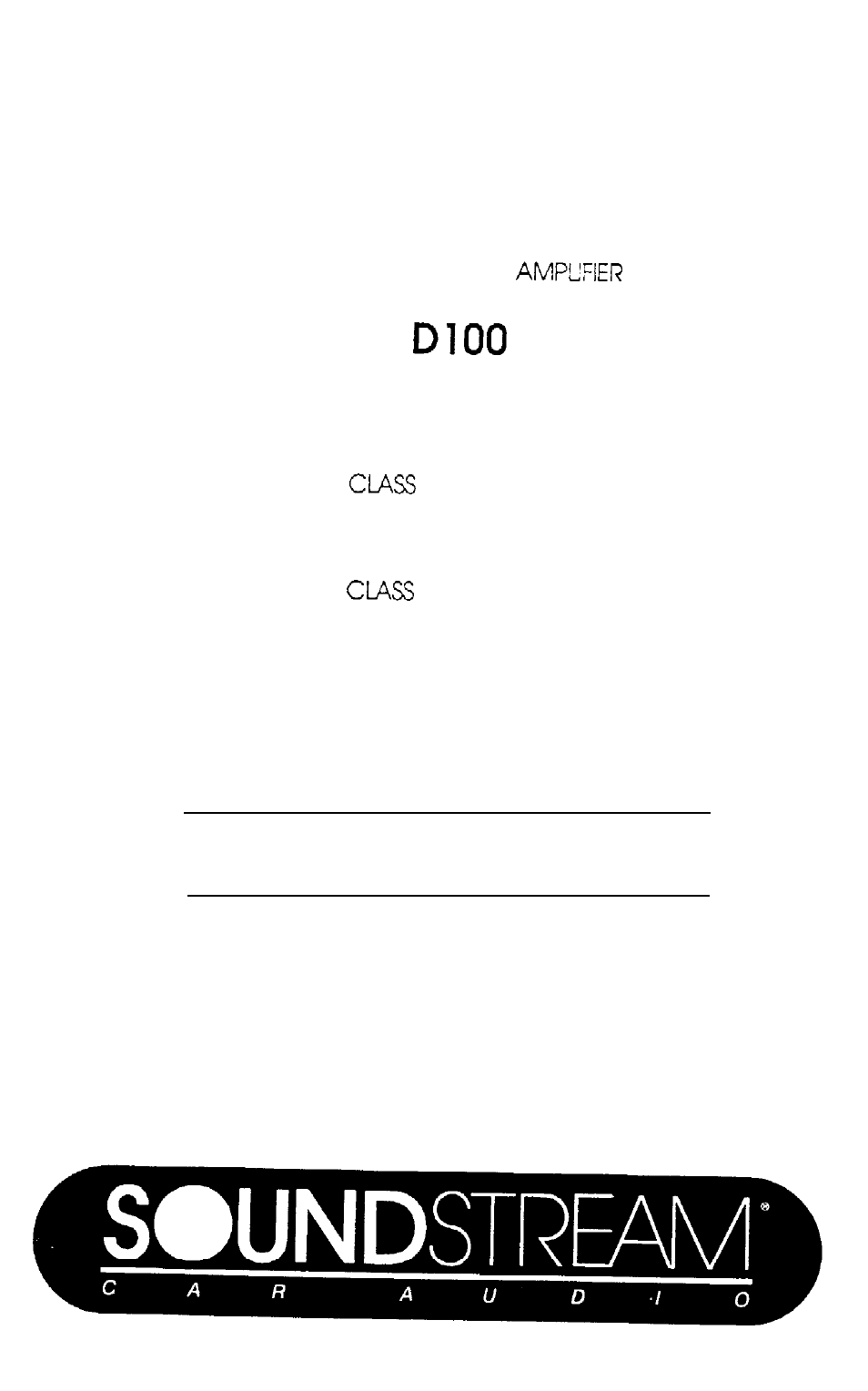Soundstream Technologies D60 User Manual | 4 pages