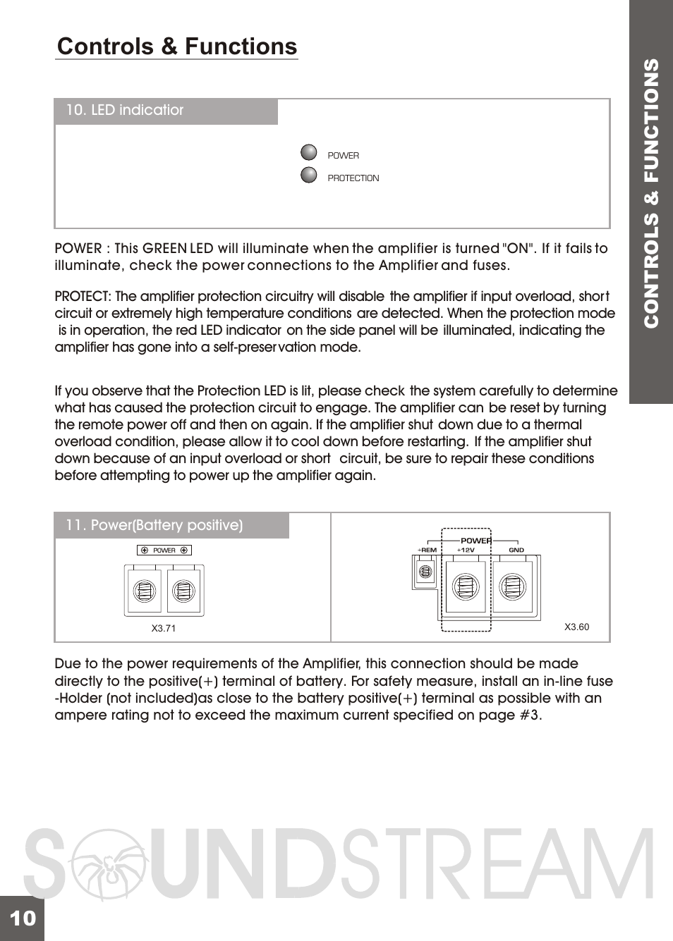 Вк 12, Controls & functions, Contr ols & functions | Soundstream Technologies X3.71 User Manual | Page 12 / 23