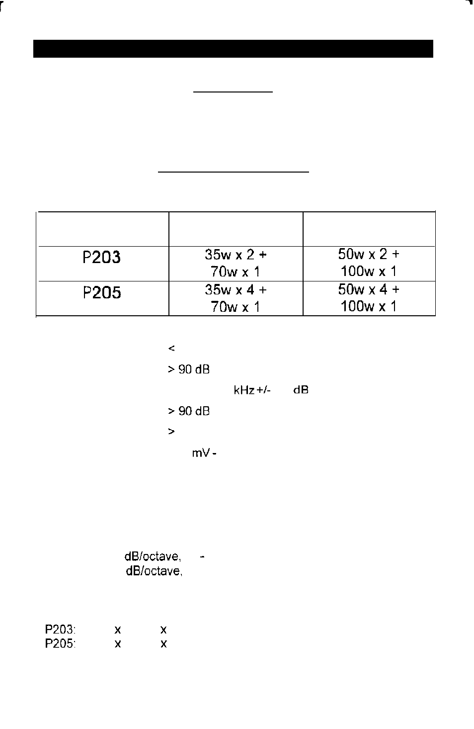 Service, Specifications, Model power power | Soundstream Technologies P203 User Manual | Page 12 / 12