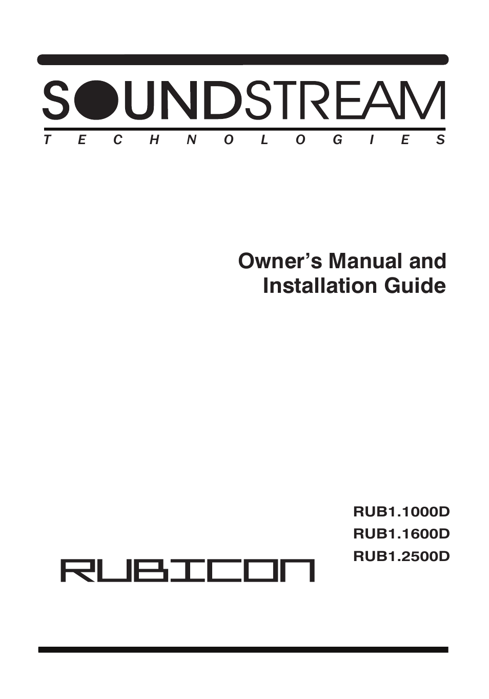 Soundstream Technologies RUB1.2500D User Manual | 15 pages