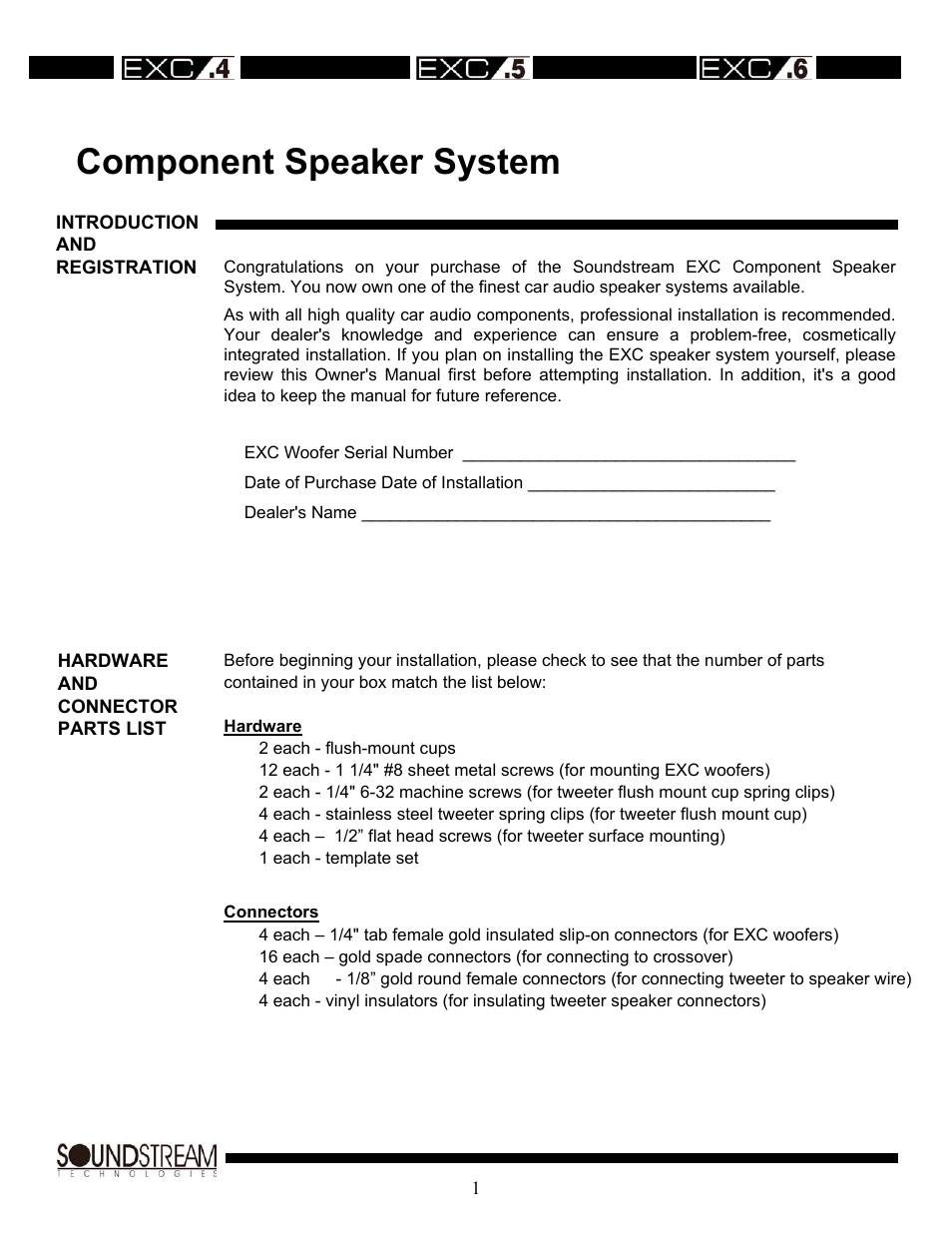 Component speaker system | Soundstream Technologies EXC.4 User Manual | Page 2 / 12