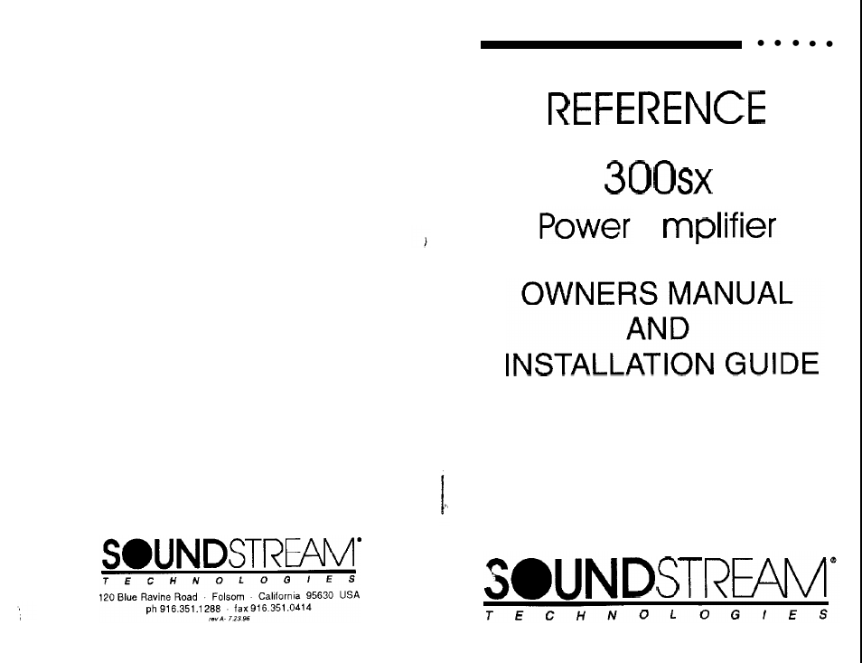 Soundstream Technologies 300SX User Manual | 10 pages