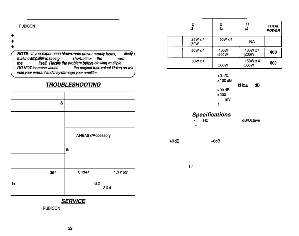 Trident protection circuitry, Specifications, Crossover | Hawkins bass confrol | Soundstream Technologies 604 User Manual | Page 12 / 12