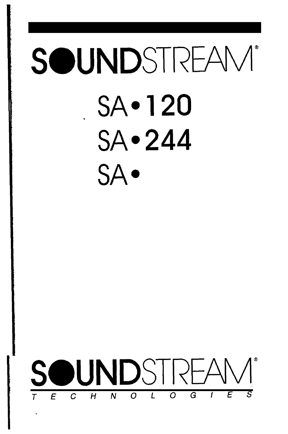 Soundstream Technologies SA.244 User Manual | 13 pages