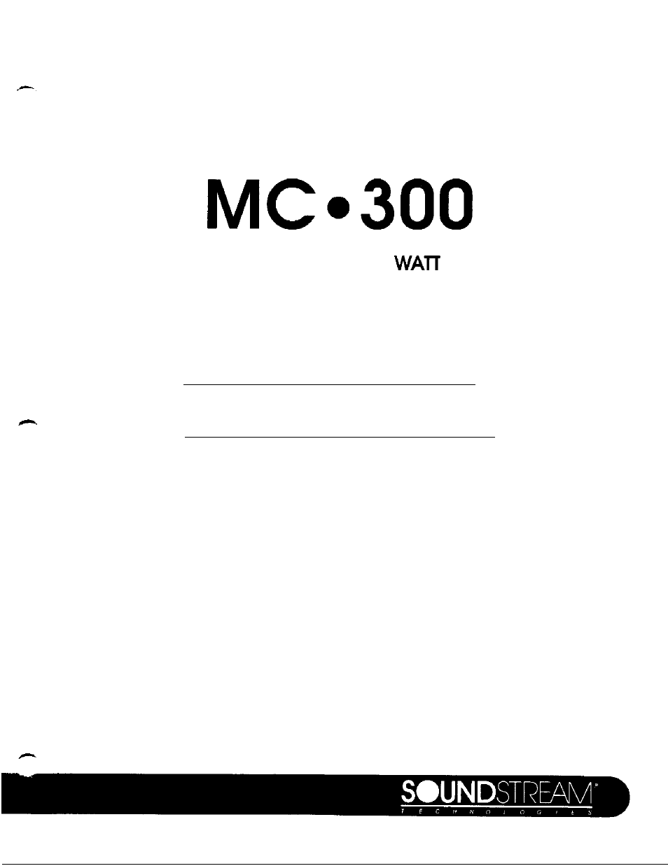 Soundstream Technologies MC-300 User Manual | 7 pages