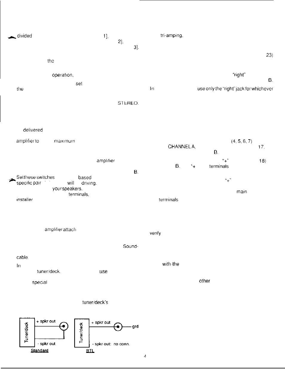 Selecting operating mode, Optimizing for speaker impedance, Input connections | Output connections | Soundstream Technologies MC-300 User Manual | Page 5 / 7