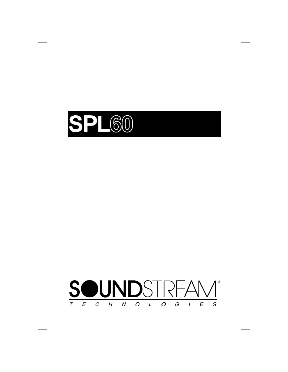 Soundstream Technologies SPL 60 User Manual | 8 pages