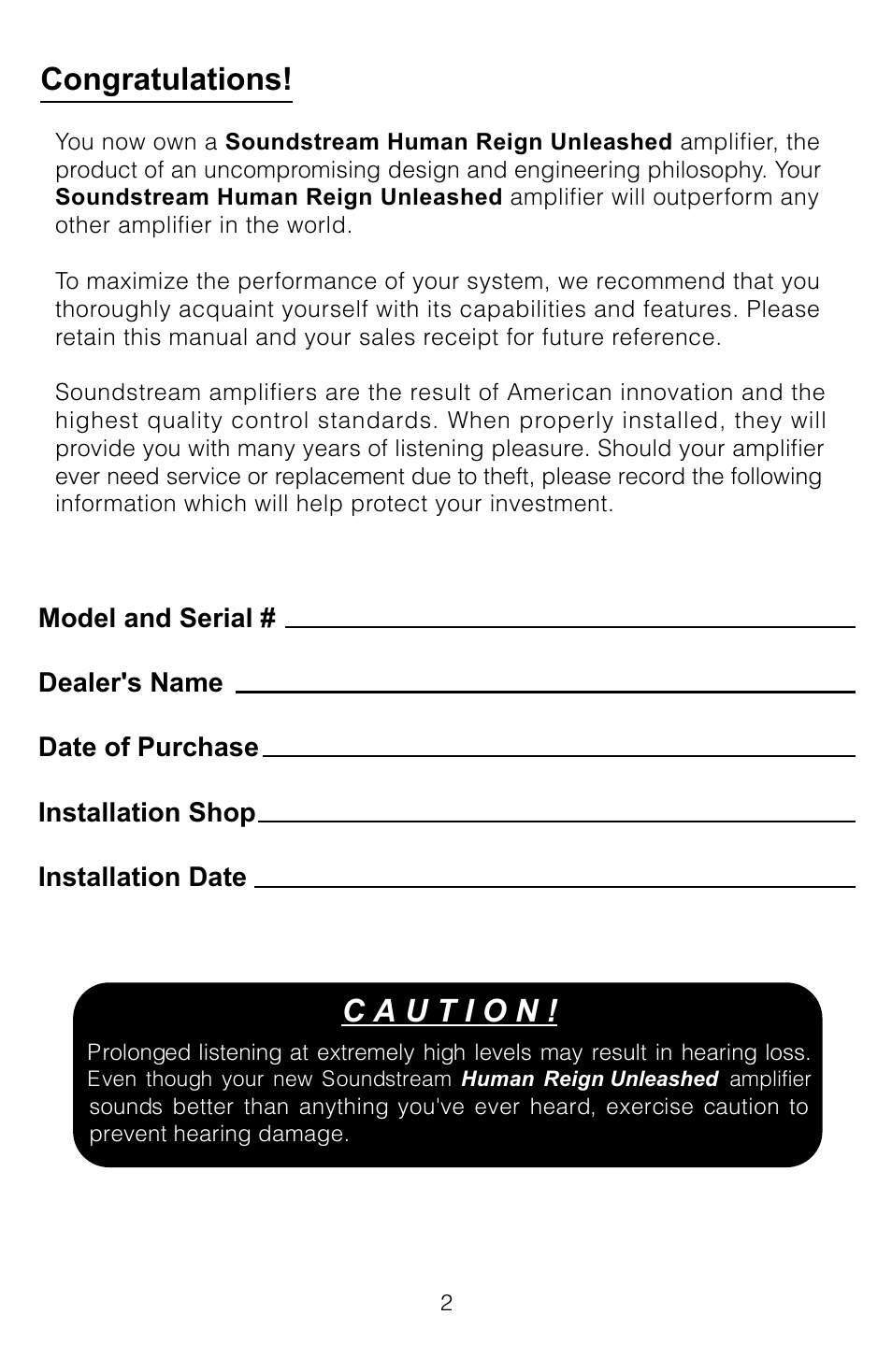 Soundstream Technologies HRU. 2 User Manual | Page 2 / 17