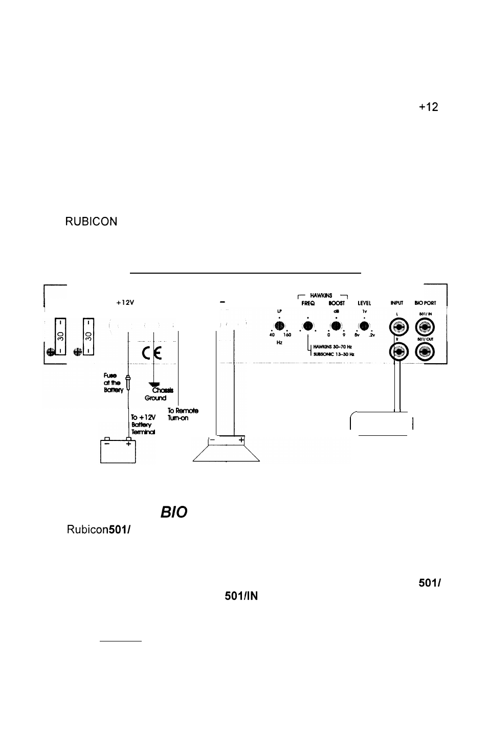 Sample wiring diagram, Remote turn-on, Signal cable | Speaker cable, Port bridging option | Soundstream Technologies 501 User Manual | Page 12 / 16