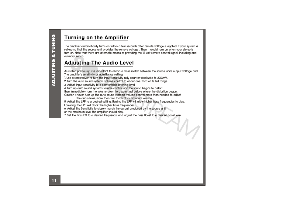 Adjust | Soundstream Technologies XXX-15000D User Manual | Page 12 / 13