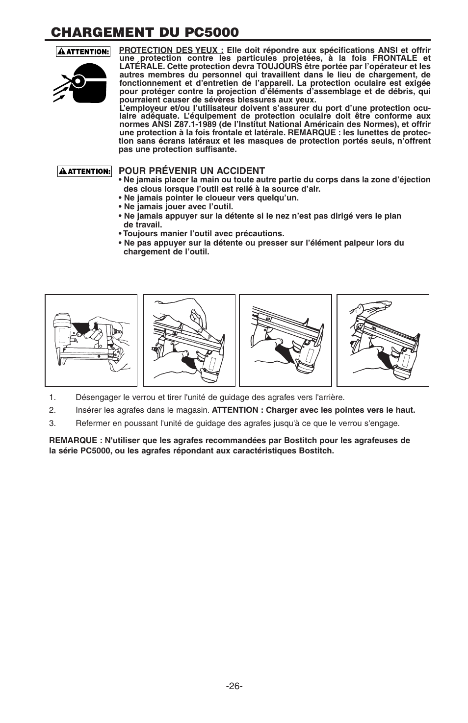 Chargement du pc5000 | Bostitch PC5000 User Manual | Page 26 / 32