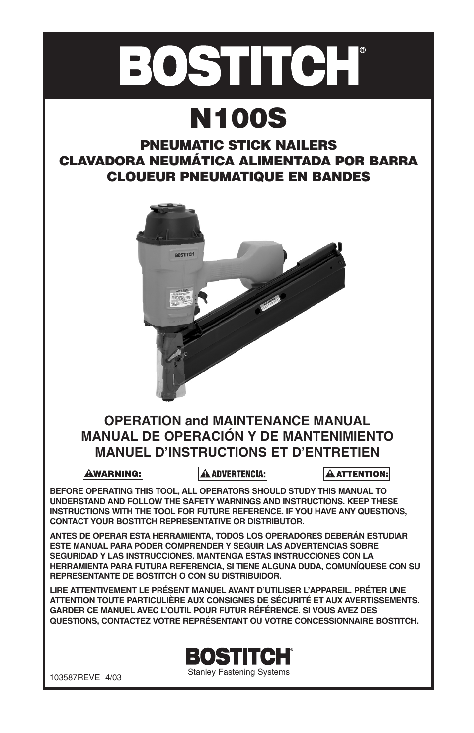 Bostitch N100S User Manual | 32 pages