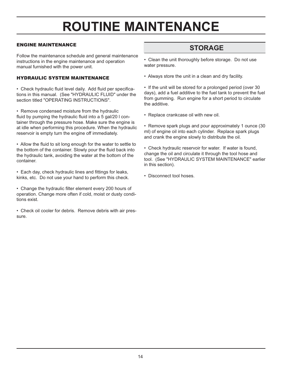 Routine maintenance, Storage | Stanley GT 18B01 User Manual | Page 14 / 30