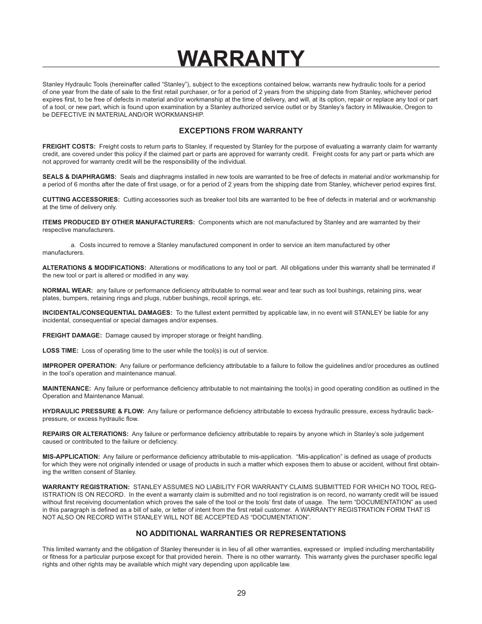 Warranty | Stanley GT 18B01 User Manual | Page 29 / 30