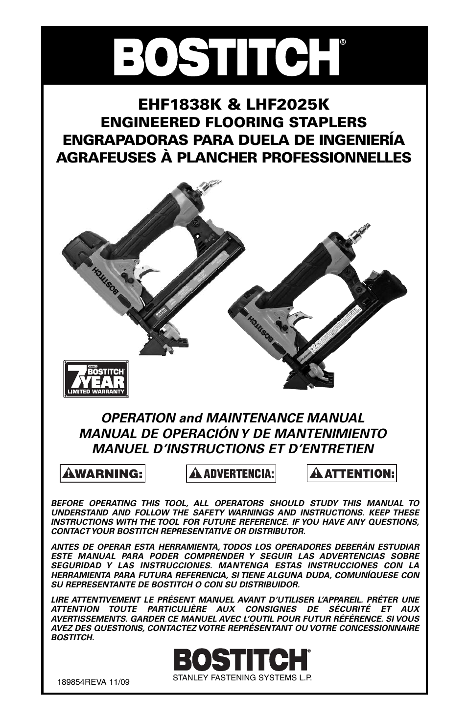 Bostitch EHF1838K User Manual | 34 pages