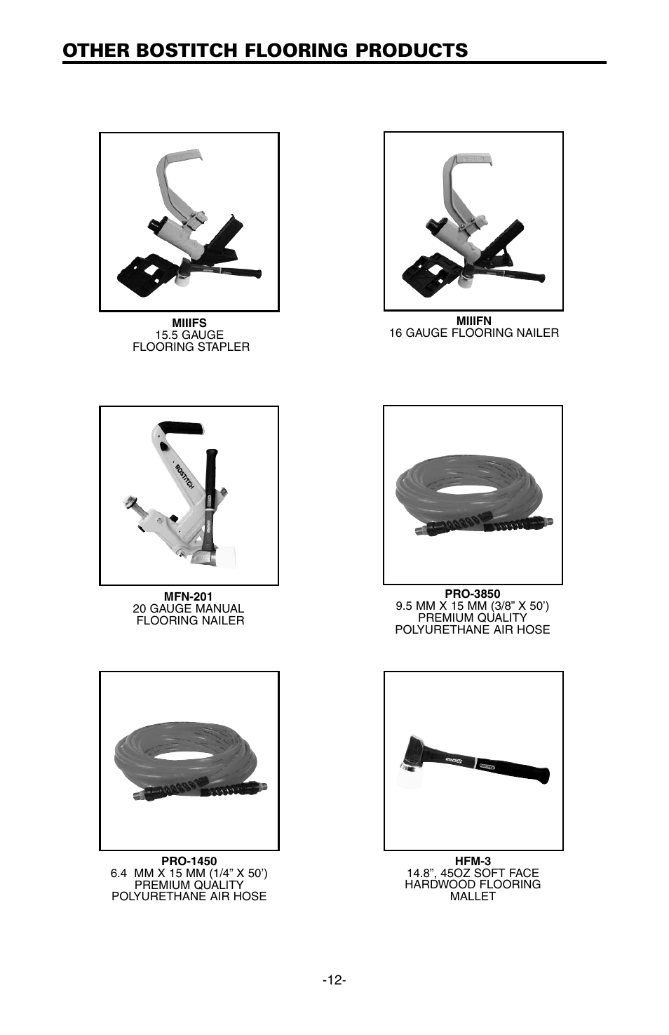 Other bostitch flooring products | Bostitch EHF1838K User Manual | Page 12 / 34