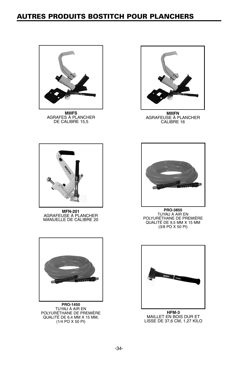 Autres produits bostitch pour planchers | Bostitch EHF1838K User Manual | Page 34 / 34