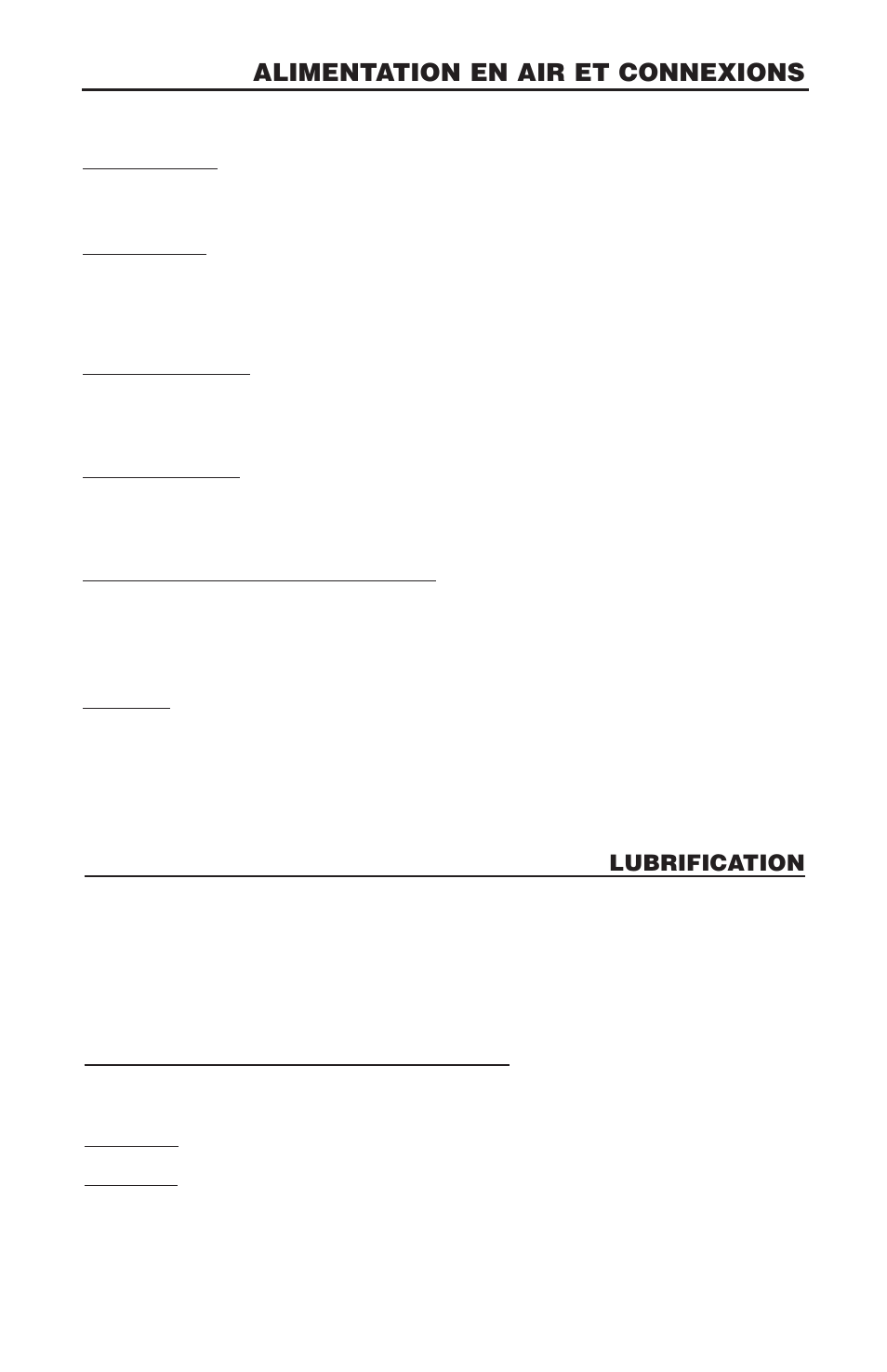 Alimentation en air et connexions, Lubrification, Raccords | Conduits, Alimentation, Régulateur, Pression de fonctionnement, Filtre | Bostitch Bostich Pneumatic Roofing Nailer RN46 User Manual | Page 25 / 32