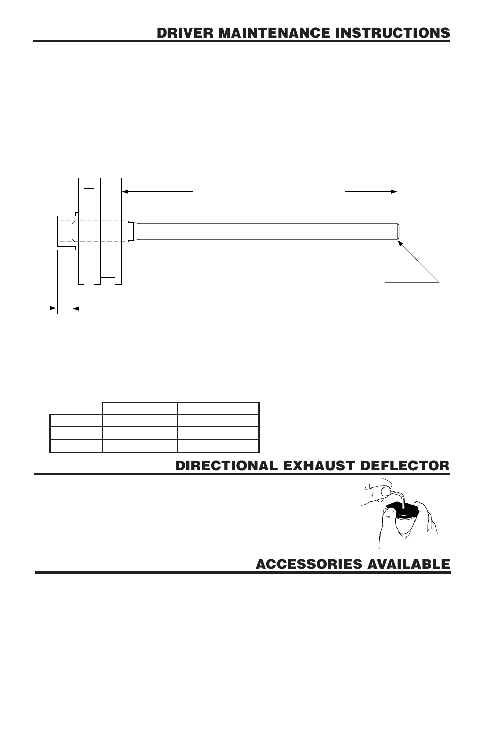 Driver maintenance instructions, Directional exhaust deflector, Accessories available | Bostitch N100CPP User Manual | Page 11 / 32