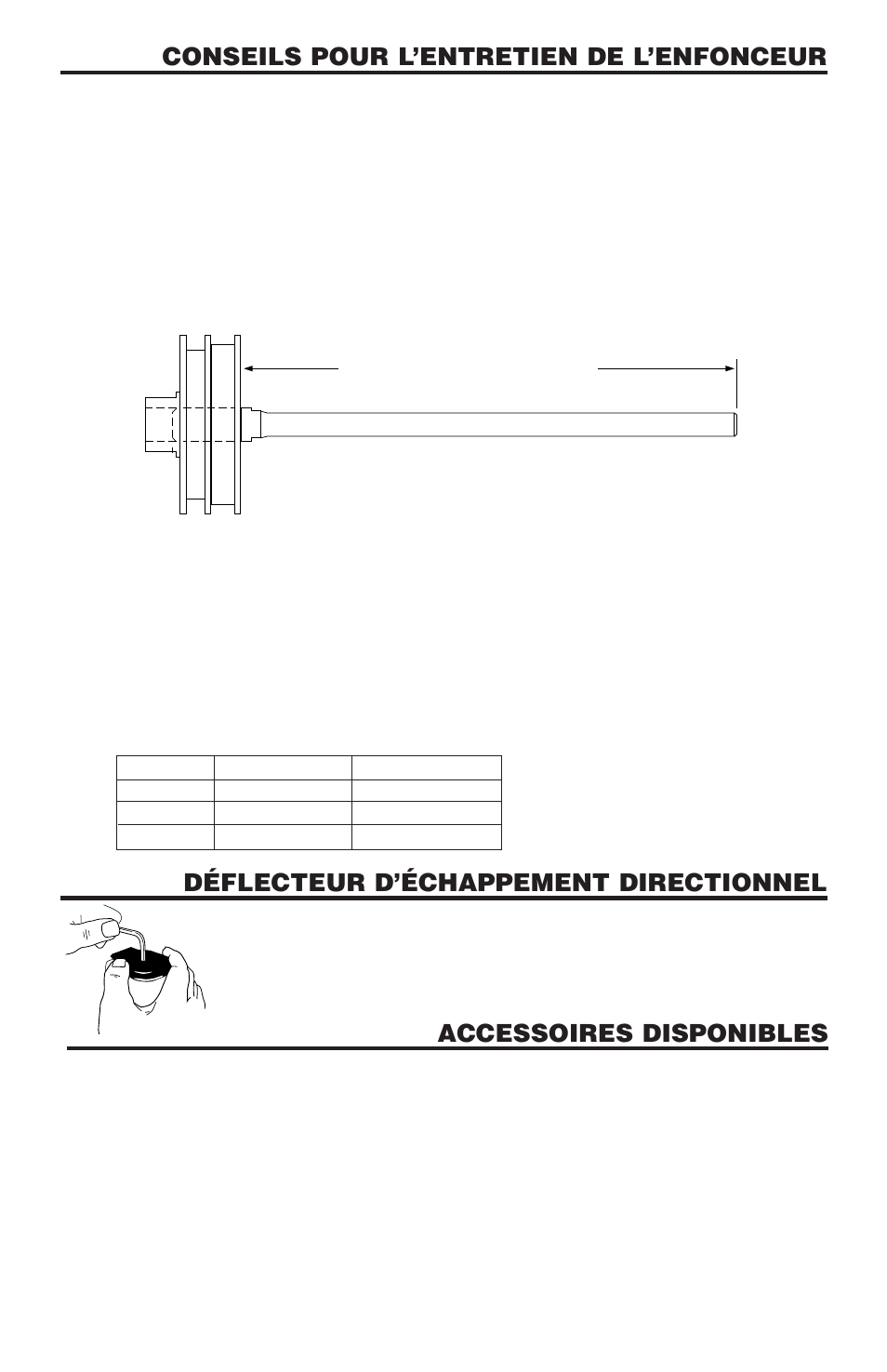 Conseils pour l’entretien de l’enfonceur, Déflecteur d’échappement directionnel, Accessoires disponibles | Bostitch N100CPP User Manual | Page 31 / 32