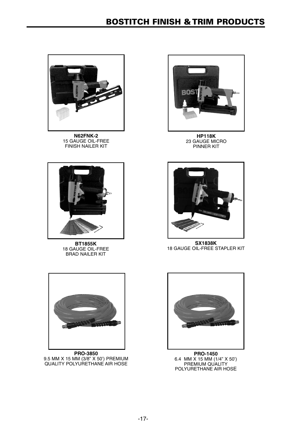 Bostitch finish & trim products | Bostitch FN1664 User Manual | Page 17 / 50