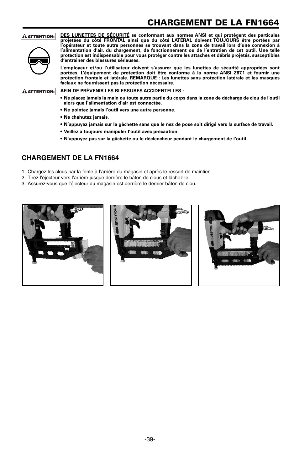 Chargement de la fn1664 | Bostitch FN1664 User Manual | Page 39 / 50