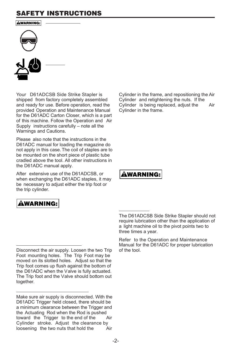 Safety instructions | Bostitch D61ADCSB User Manual | Page 2 / 10