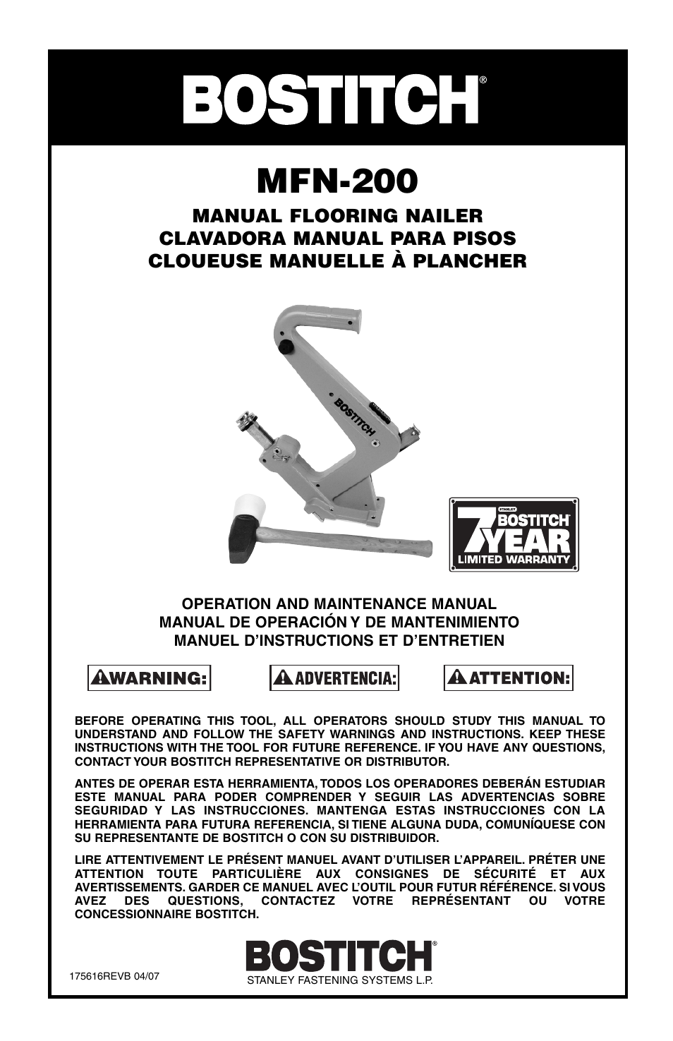 Bostitch MFN-200 User Manual | 23 pages