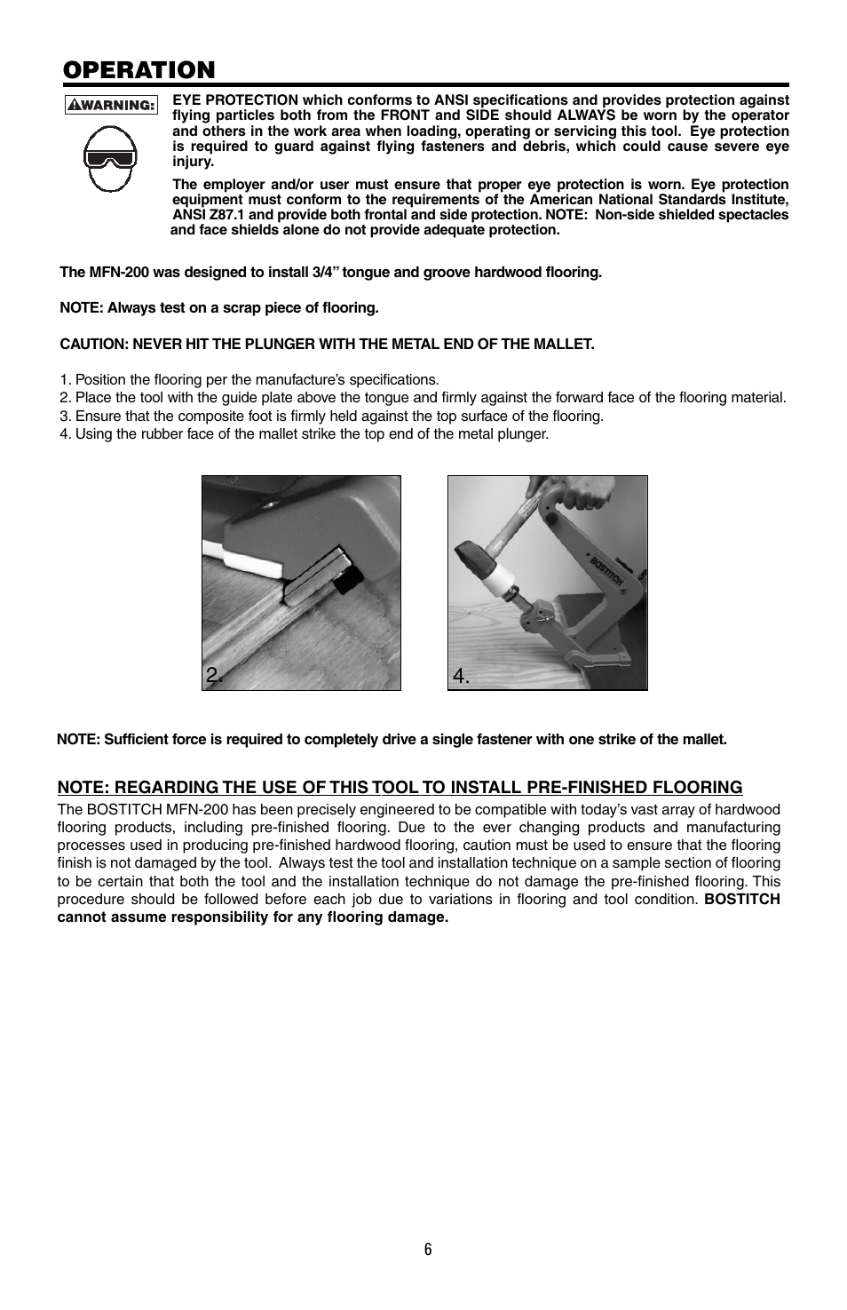 Operation | Bostitch MFN-200 User Manual | Page 6 / 23