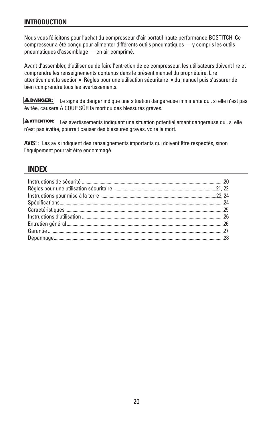 Index | Bostitch CAP2000P-OF User Manual | Page 20 / 32