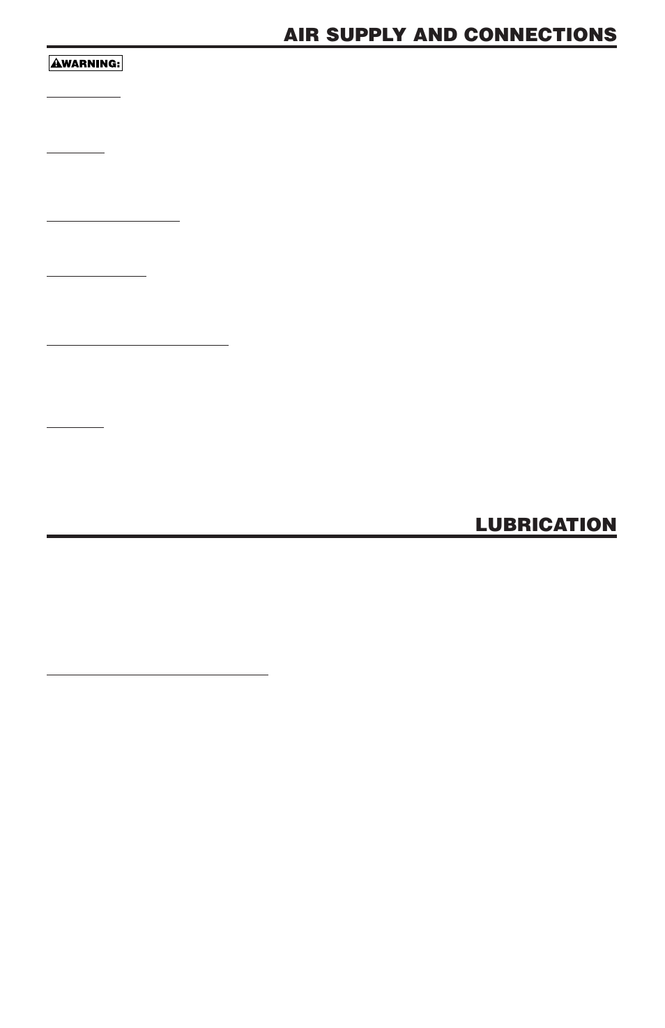 Air supply and connections, Lubrication, Fittings | Hoses, Supply source, Regulator, Operating pressure, Filter, Cold weather operation | Bostitch N58C User Manual | Page 5 / 32