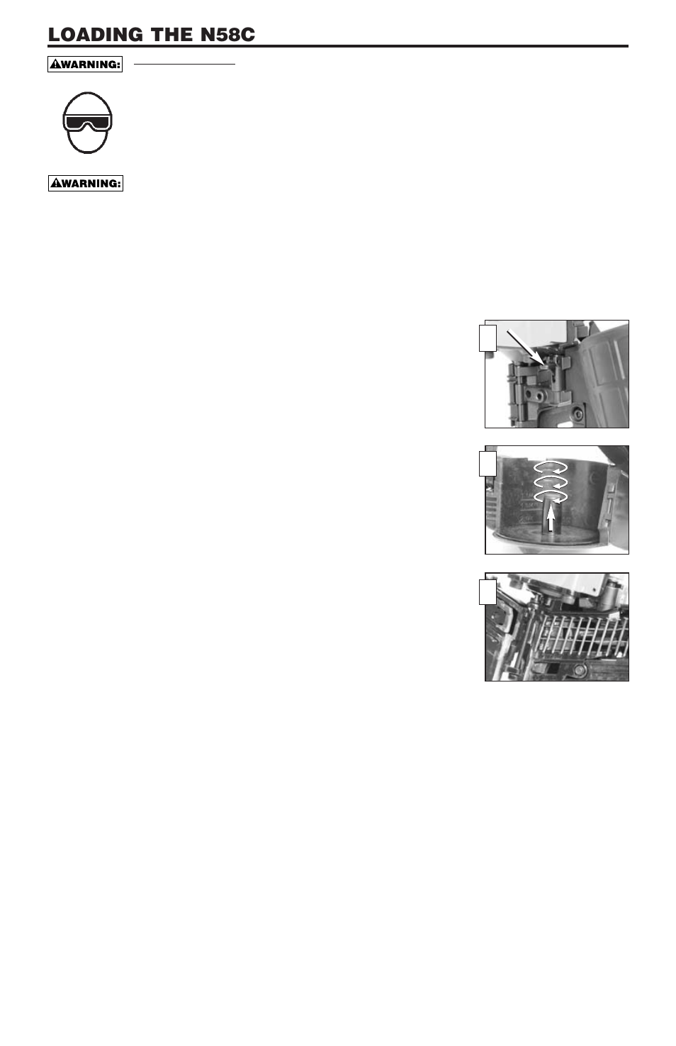 Loading the n58c, Ab c | Bostitch N58C User Manual | Page 6 / 32