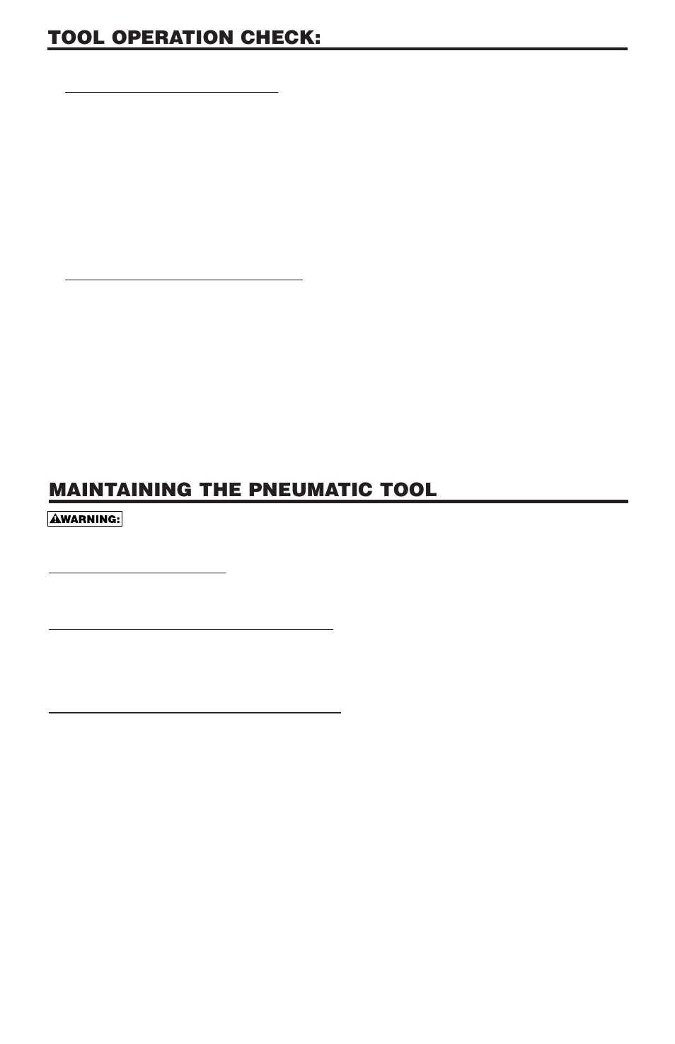 Maintaining the pneumatic tool, Tool operation check | Bostitch N58C User Manual | Page 8 / 32