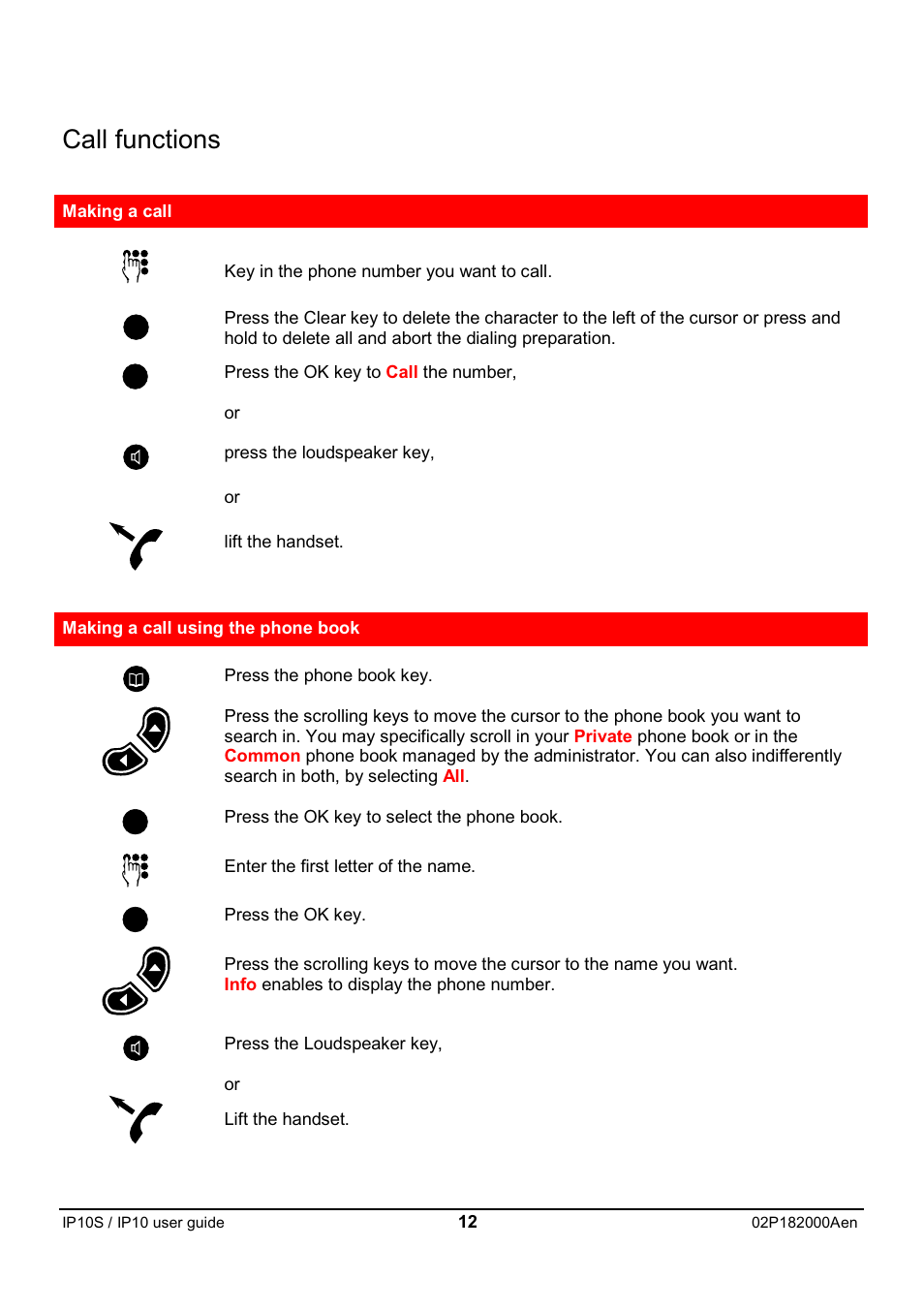Call functions | Swiss Diamond IP10S User Manual | Page 13 / 43