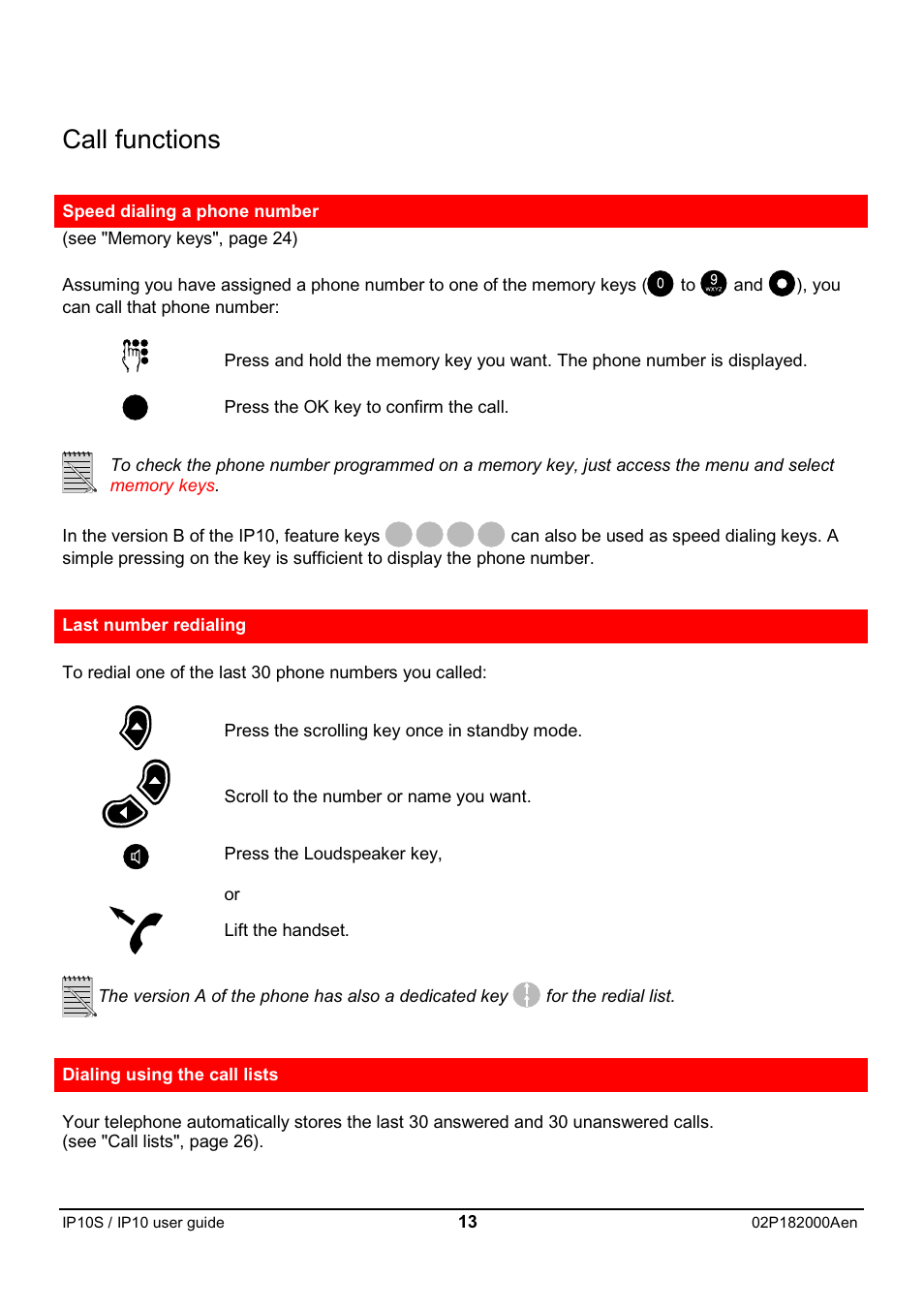 Call functions | Swiss Diamond IP10S User Manual | Page 14 / 43