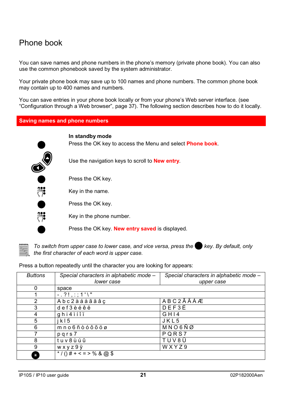 Phone book | Swiss Diamond IP10S User Manual | Page 22 / 43