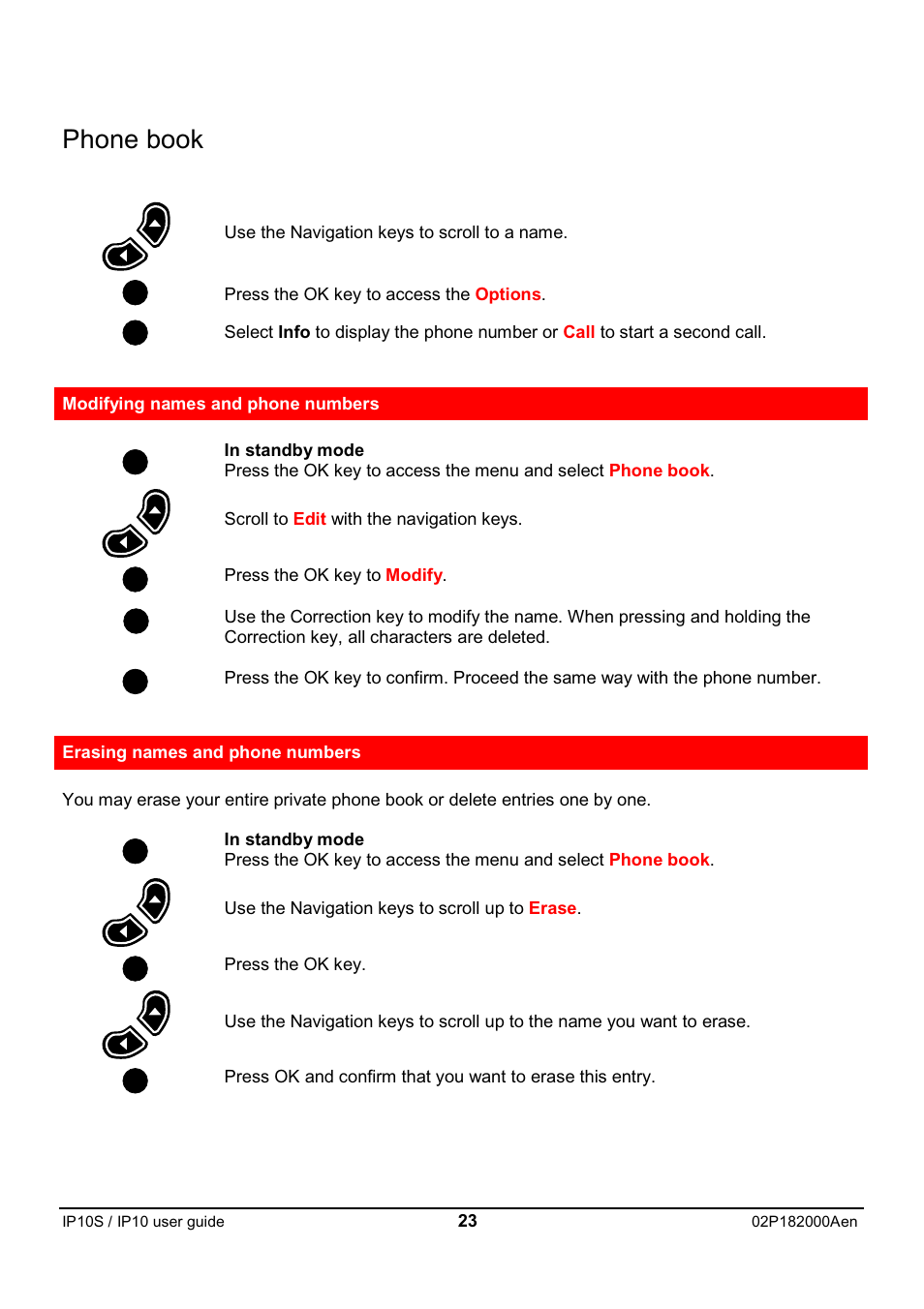 Phone book | Swiss Diamond IP10S User Manual | Page 24 / 43