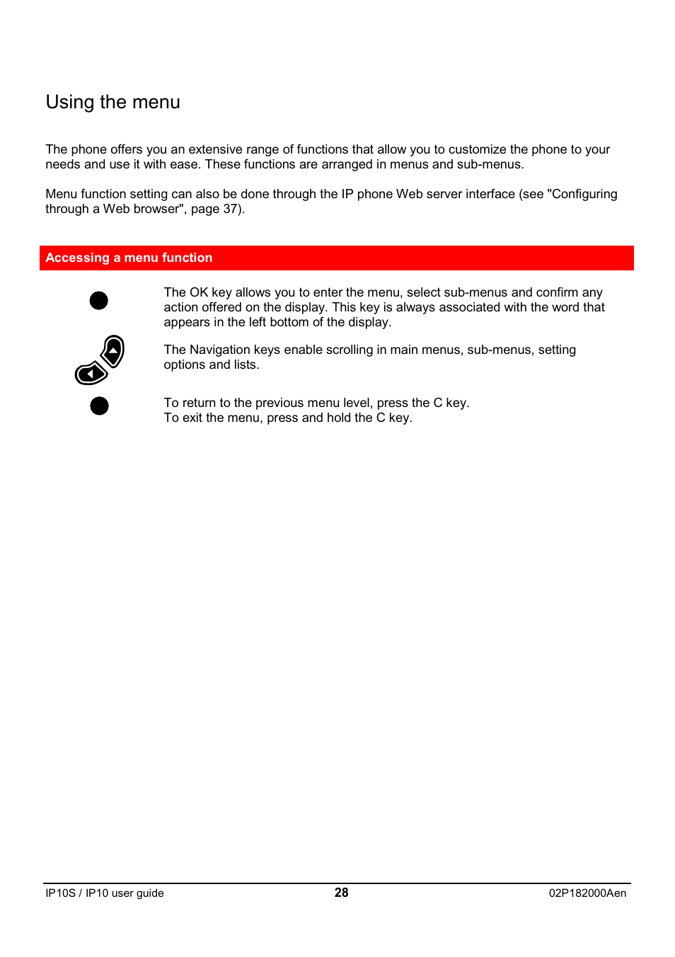 Using the menu | Swiss Diamond IP10S User Manual | Page 29 / 43