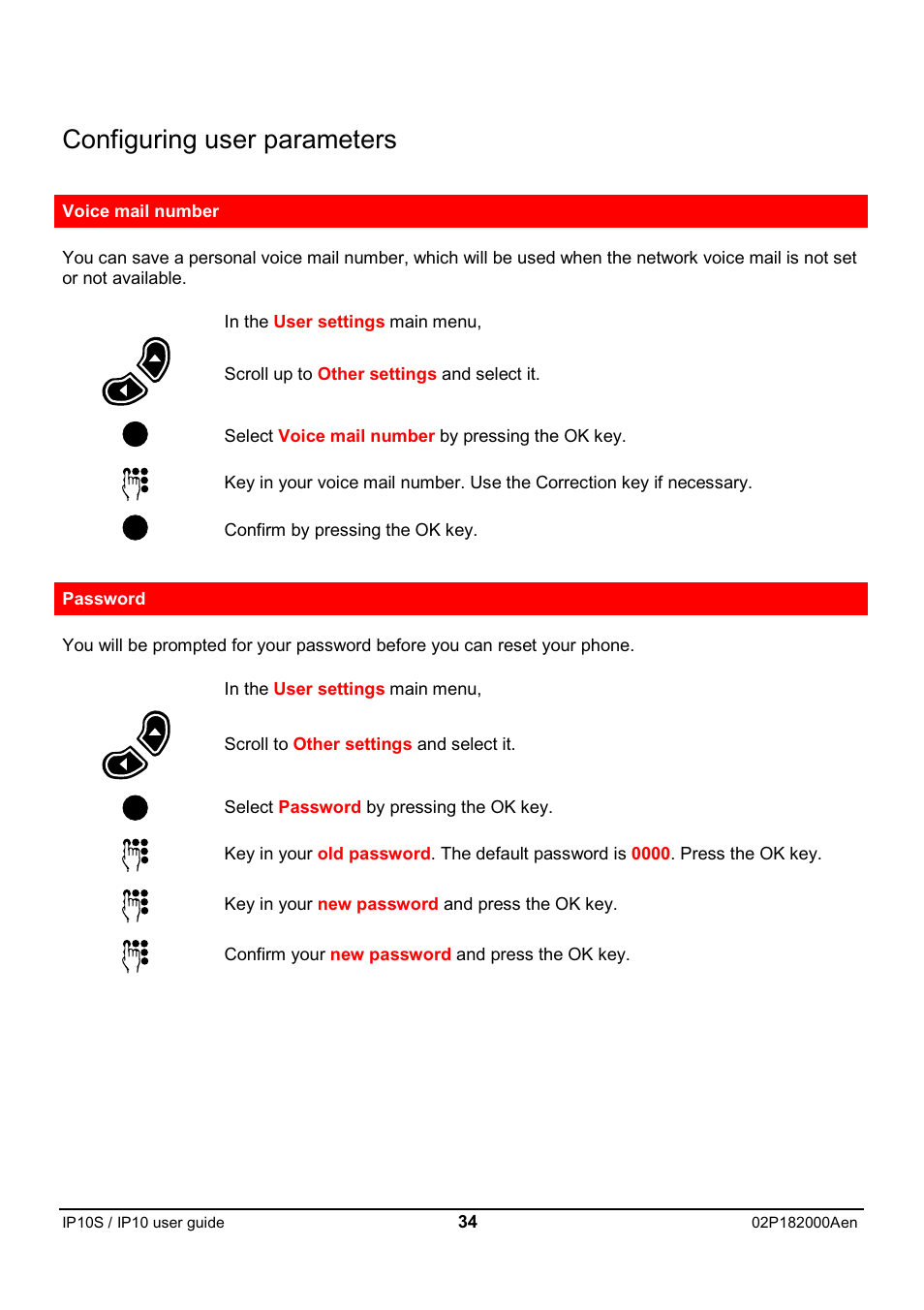 Configuring user parameters | Swiss Diamond IP10S User Manual | Page 35 / 43