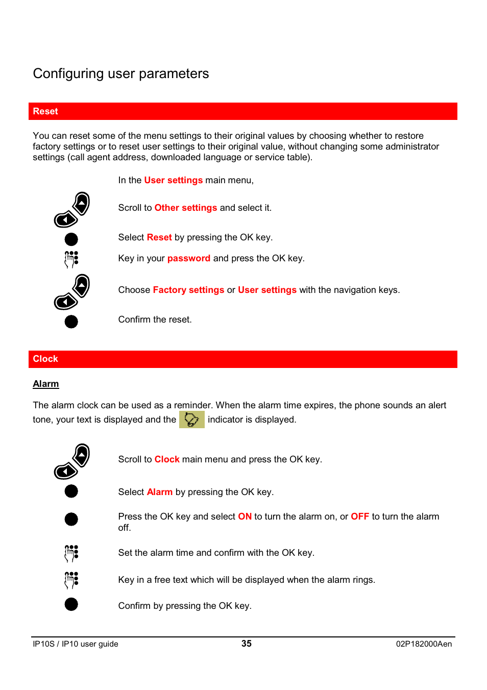 Configuring user parameters | Swiss Diamond IP10S User Manual | Page 36 / 43