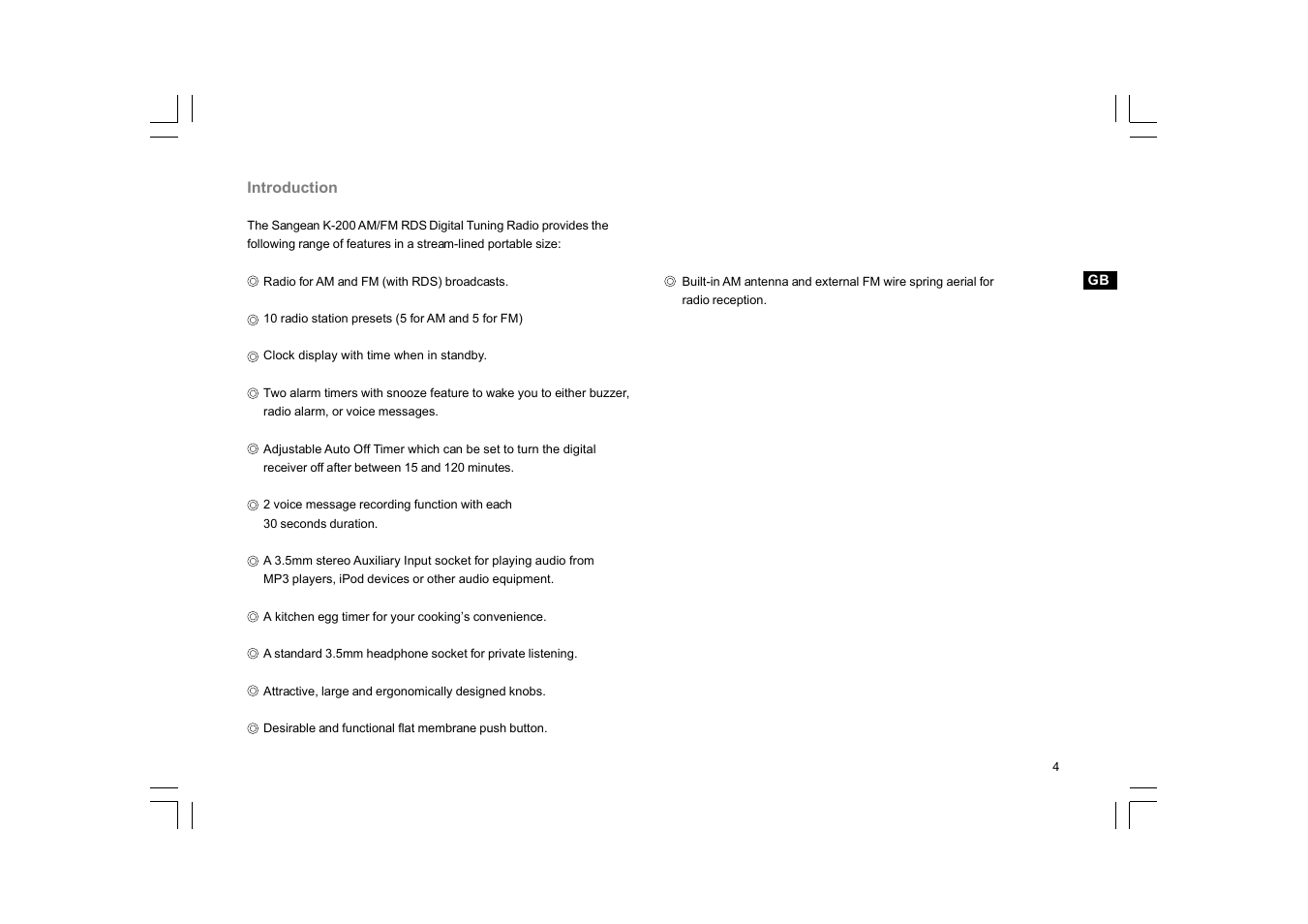 Sangean K-200 User Manual | Page 5 / 29